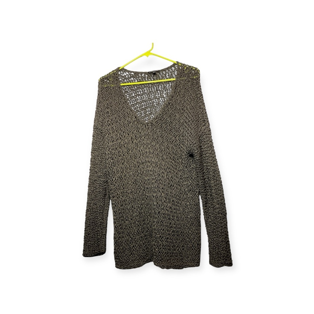 Women’s Eileen Fisher metallic gold and black open knit sweater, size XL